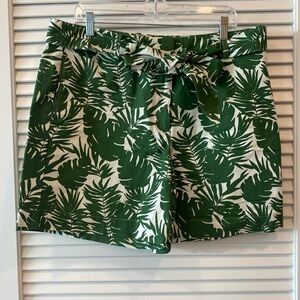 Talbots Green/White Shorts with tie belt Size 14